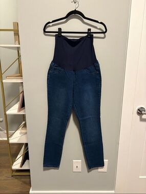 Indigo Blue Maternity Navy Belly Panel Skinny Jeans - Dark Blue